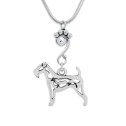 Airedale Terrier Necklace Body Design with Otter with Crystal in Sterling Silver on Snake Chain.