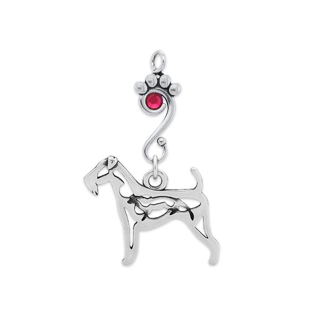 Airedale Terrier Pendant Body Design with Otter with Scarabaeus Crystal in Sterling Silver.