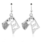 Airedale Terrier Earrings Head Design in Sterling Silver in French Hook.