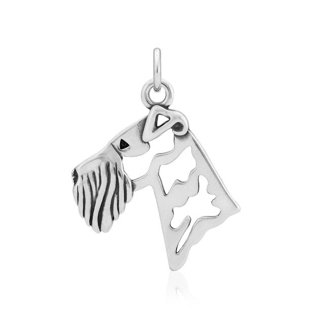 Airedale Terrier Pendant Head Design in Sterling Silver.