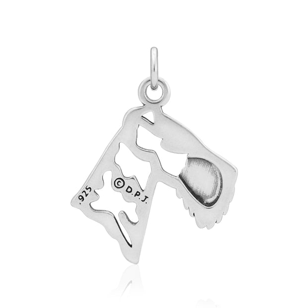 Airedale Terrier Pendant Head Design in Sterling Silver Back Side View.