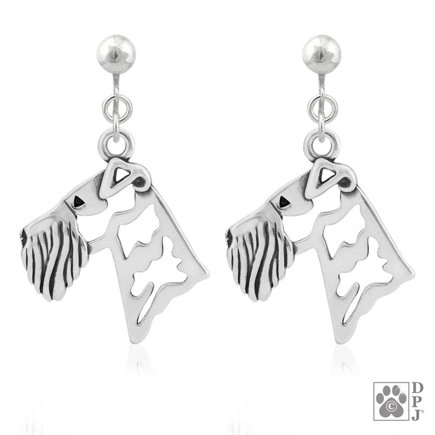 Sterling silver Airedale Terrier earrings clip on style, Airedale Terrier products