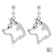 Sterling silver Akita clip on earrings head study, Akita products