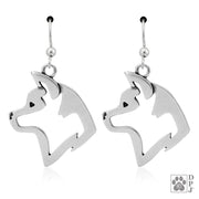 Sterling silver Akita earrings head study on french hooks, Akita gifts