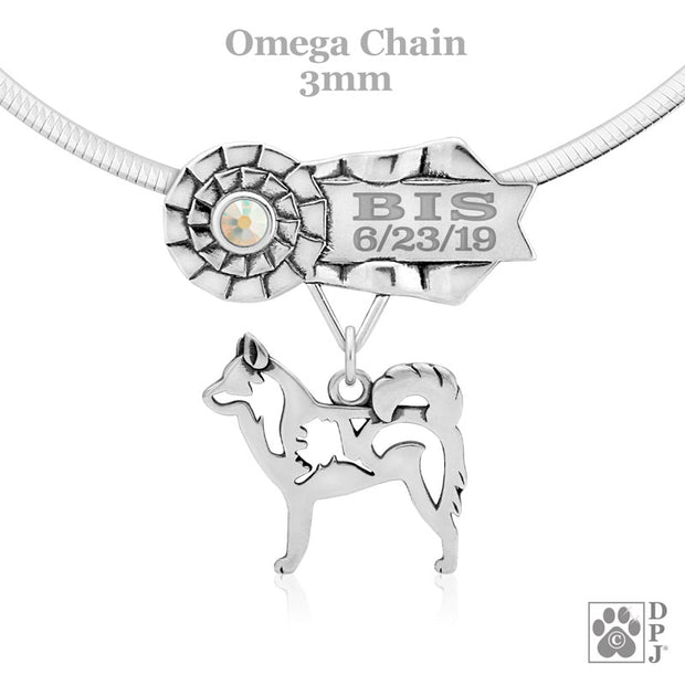 Best In Show Alaskan Klee Kai Necklace in sterling silver, OTCH Alaskan Klee Kai jewelry in sterling silver