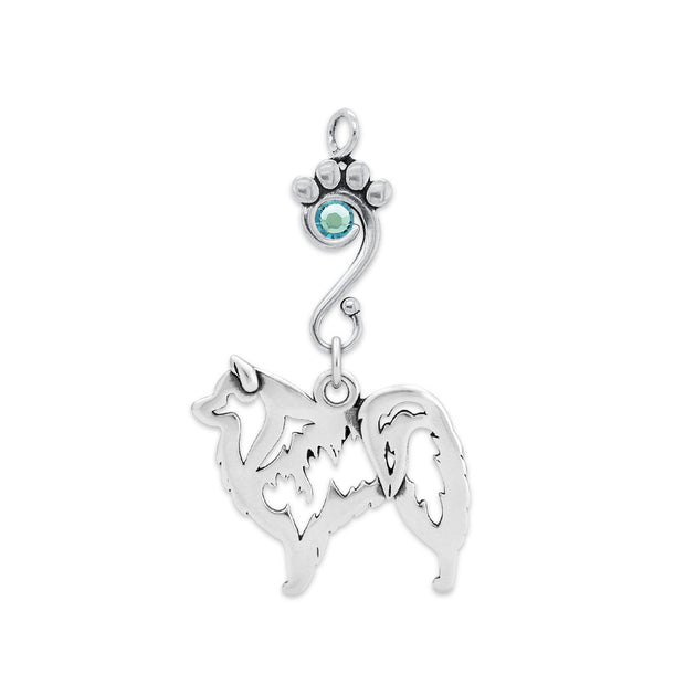American Eskimo Pendant Body Design with Aquamarine Crystal in Sterling Silver.