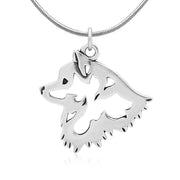 American Eskimo Necklace Head Design in Sterling Silver on Snake Chain.