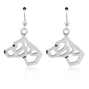 American Staffordshire Terrier Earrings Head Design in Sterling Silver in French Hook.