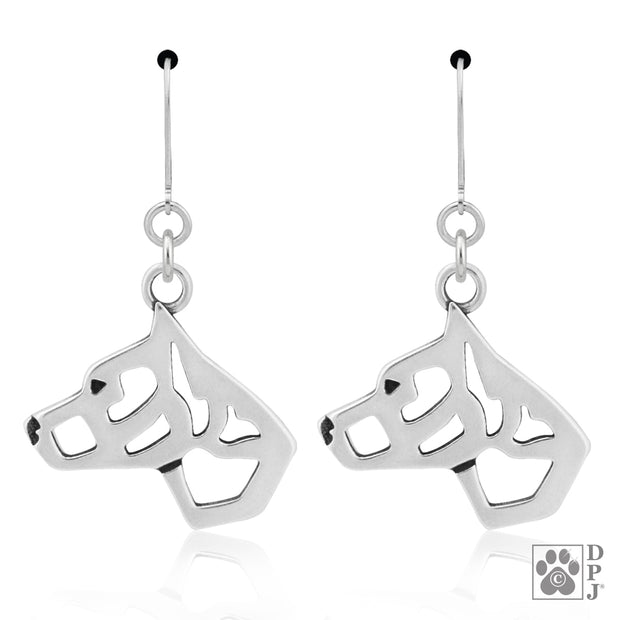 Sterling silver American Staffordshire Terrier earrings head study on leverbacks, American Staffordshire Terrier accessories