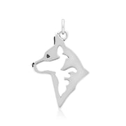 Australian Cattle Dog Pendant Head Design in Sterling Silver.