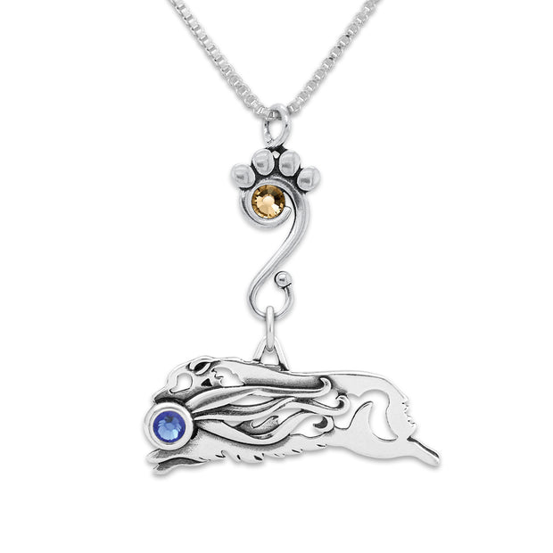 Crystal Australian Shepherd Necklace, Body with Ribbon