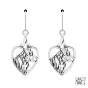 Australian Shepherd heart earrings head study on leverbacks in sterling silver, Australian Shepherd accessories