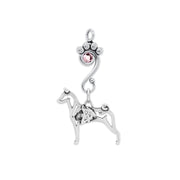 Sterling Silver Basenji Birthstone Necklace