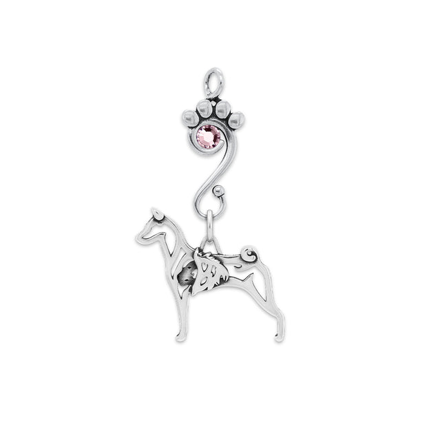 Sterling Silver Basenji Birthstone Necklace