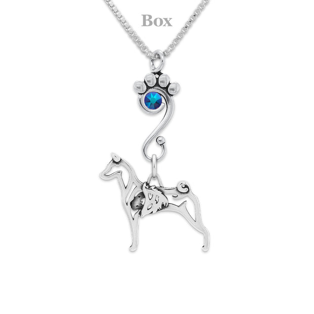 Sterling Silver Basenji Birthstone Necklace