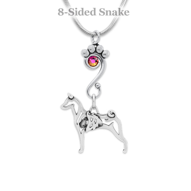 Sterling Silver Basenji Birthstone Necklace
