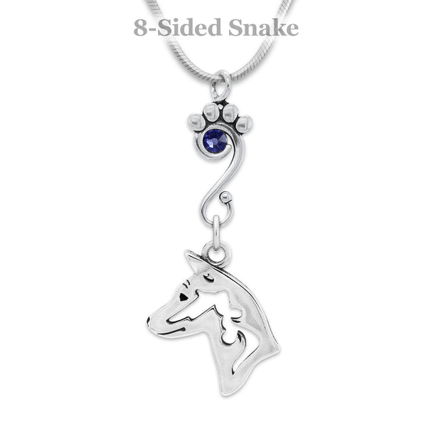 Sterling Silver Basenji Crystal Necklace