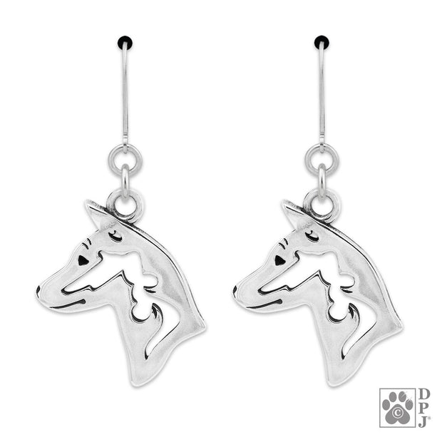 Sterling silver Basenji earrings head study on leverbacks, Basenji accessories