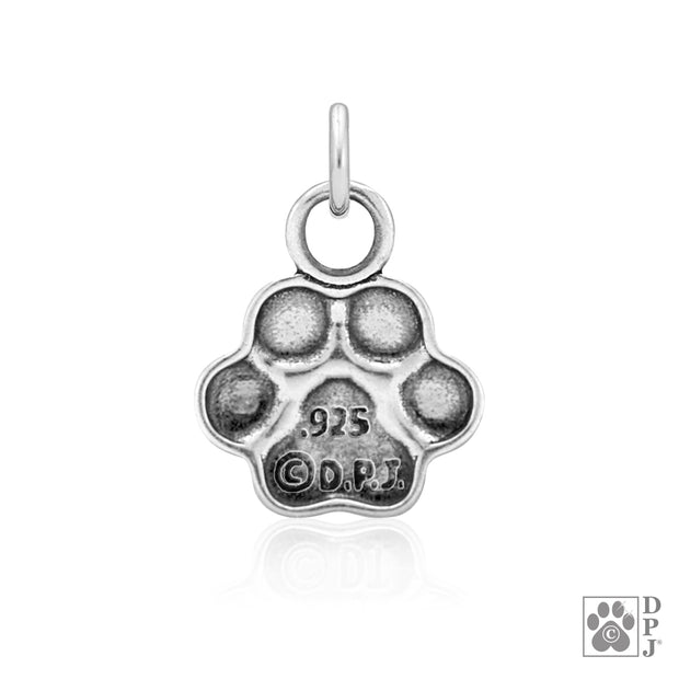Paw print charm for charm bracelets in sterling silver