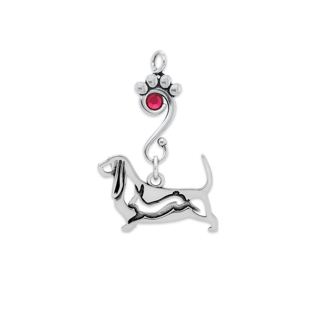 Basset Hound Pendant Body Design with Rabbit with Siam in Sterling Silver.