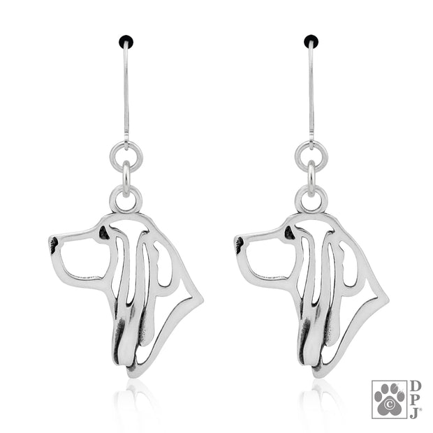 Sterling silver Basset Hound earrings head study on leverbacks, Basset Hound accessories