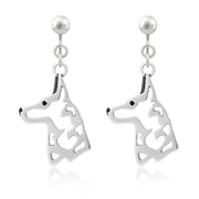 Belgian Malinois Clip-On Earrings Head Design in Sterling Silver.