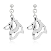 Belgian Sheepdog Earrings Head Design in Sterling Silver in Dangle Post.