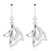 Belgian Sheepdog Earrings Head Design in Sterling Silver in Leverback.