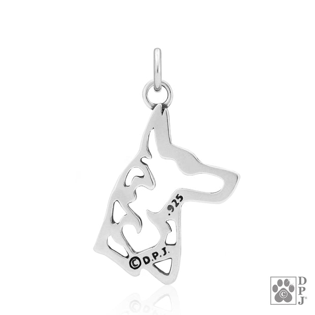 Belgian Malinois Pendant Necklace in Sterling Silver