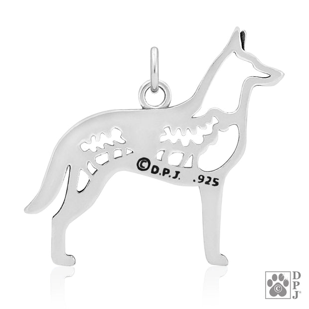 Belgian Malinois Necklace Charm in Sterling Silver
