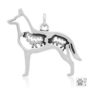 Belgian Malinois Necklace Charm in Sterling Silver