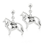 Belgian Sheepdog clip-on earrings in sterling silver, Stylish Belgian Sheepdog bling
