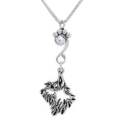 Berger Picard Necklace Head Design with Crystal in Sterling Silver on Box Chain.