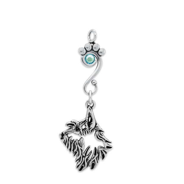 Berger Picard Pendant Head Design with Aquamarine Crystal in Sterling Silver.