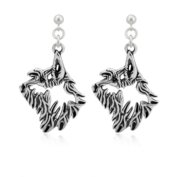 Berger Picard Earrings Head Design in Sterling Silver in Dangle Post.