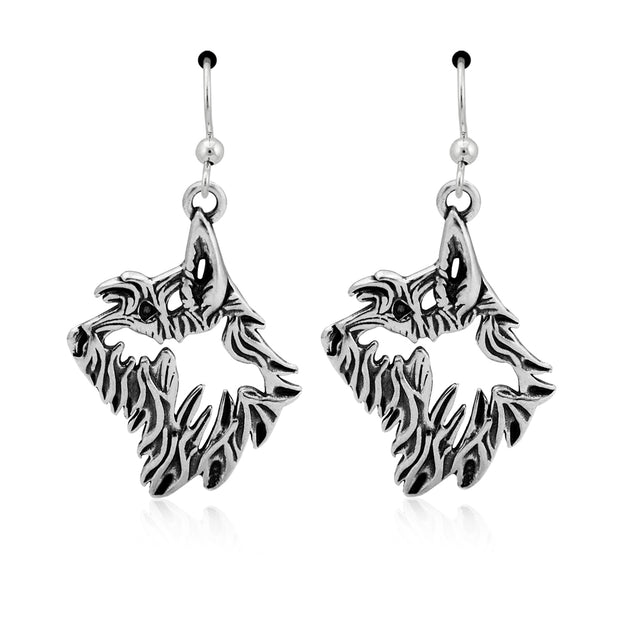 Berger Picard Earrings Head Design in Sterling Silver in French Hook.