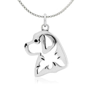 Bernese Mountain Dog Necklace Head Design in Sterling Silver on Box Chain.