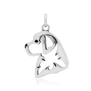 Bernese Mountain Dog Pendant Head Design in Sterling Silver.