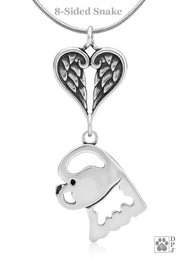 Bichon Frise Angel Necklace, Sterling Silver Personalized Sympathy Gifts