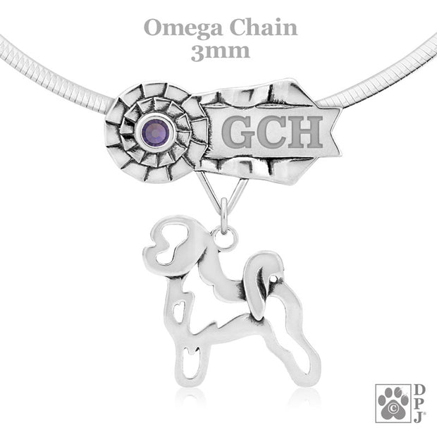 Bichon Frise Grand Champion  jewelry in sterling silver, Bichon Frise Multiple OTCH necklace in sterling silver