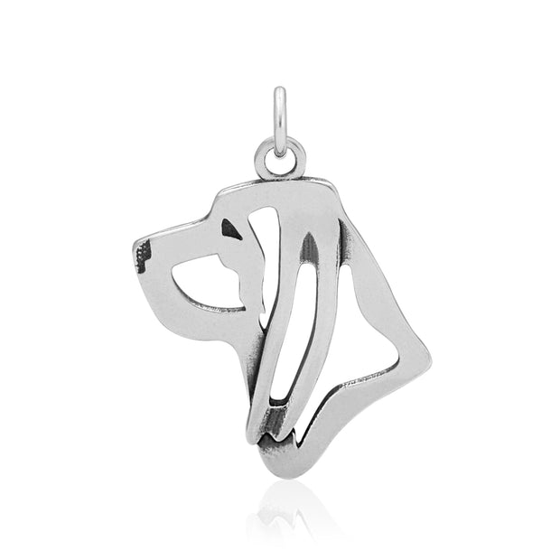 Bloodhound Pendant Head Design in Sterling Silver.