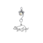 Border Collie Pendant Body Design with Aurora Borealis Crystal in Sterling Silver.