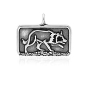 Border Collie Pendant Crouching Body Design in Sterling Silver.