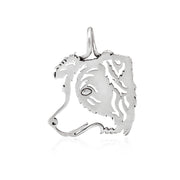 Border Collie Pendant Head Design in Sterling Silver.