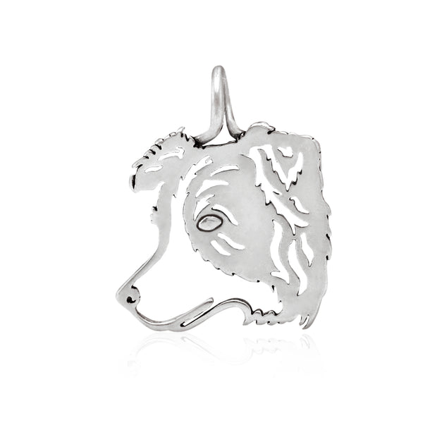 Border Collie Pendant Head Design in Sterling Silver.