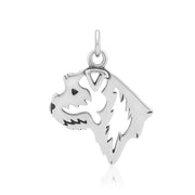 Border Terrier Pendant Head Design in Sterling Silver.