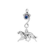 Borzoi Pendant Body Design with Wolf with Scarabaeus Crystal in Sterling Silver.