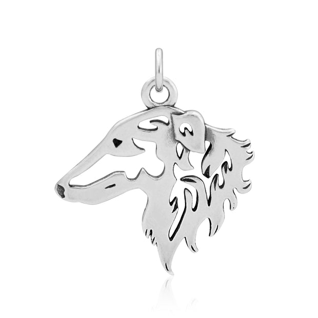 Borzoi Pendant Head Design in Sterling Silver.
