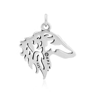 Borzoi Pendant Head Design in Sterling Silver Back Side View.