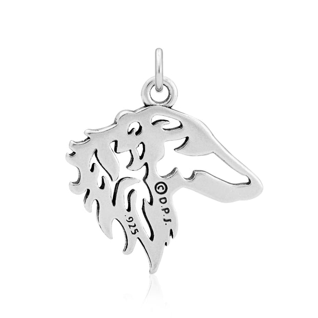 Borzoi Pendant Head Design in Sterling Silver Back Side View.
